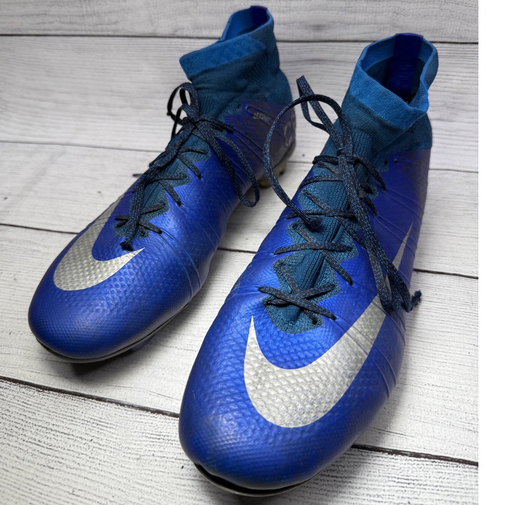 Nike‎ Mercurial Superfly V CR7 FG Soccer Cleats Blue Silver AO7540-106 Size 10.5